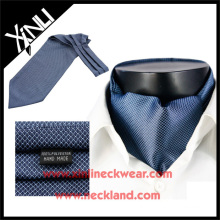 Moda para hombre Ascot azul geométrico Corbatas 100% microfibra Ascot Cravats